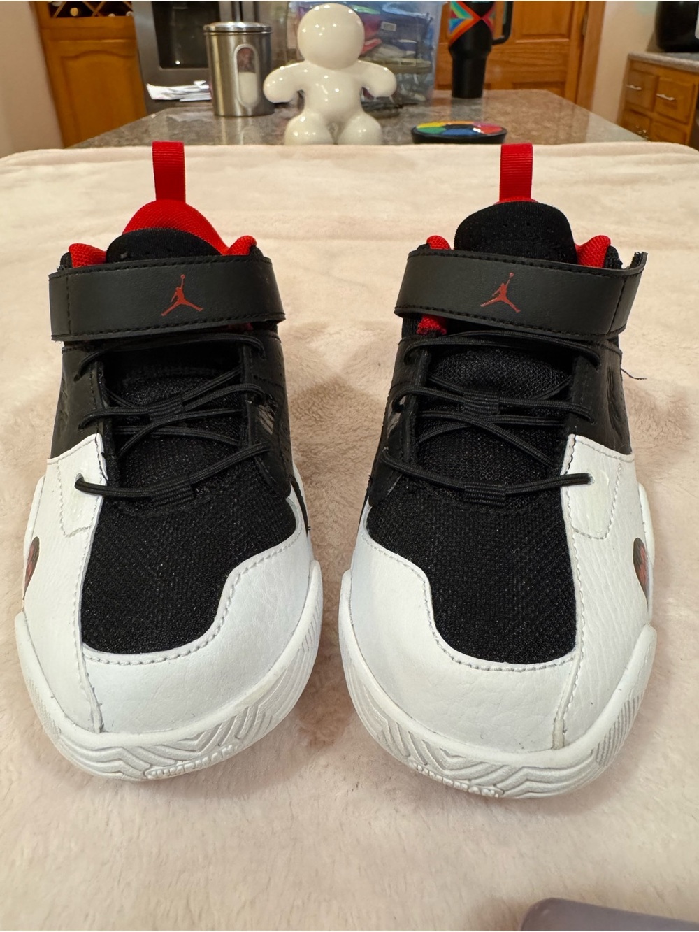 Jordan Kids Black/White/Red Hook-and-Loop Sneakers